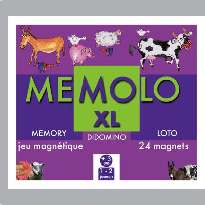 MEMOLO XL Animaux de la Ferme  - 24 magnets, 2 fiches Loto