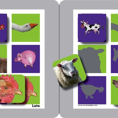 MEMOLO XL Farm Animals - 24 magnets, 2 Loto cards