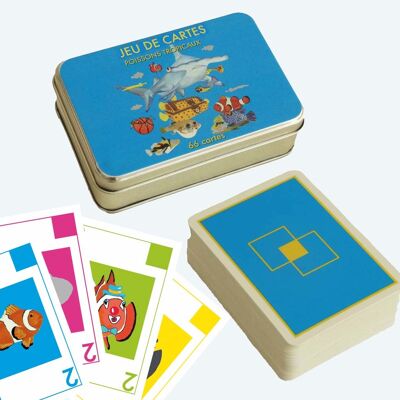 JEU DE CARTES POISSONS TROPICAUX - 66 cartes -
 8 espèces de poissons - 4 représentations - 
4 règles du jeu