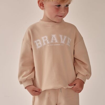 Oversized "Brave" Sweatshirt - Biscuit