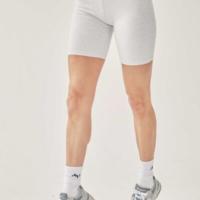 Brushed Cotton Biker Shorts - Light Grey Marl