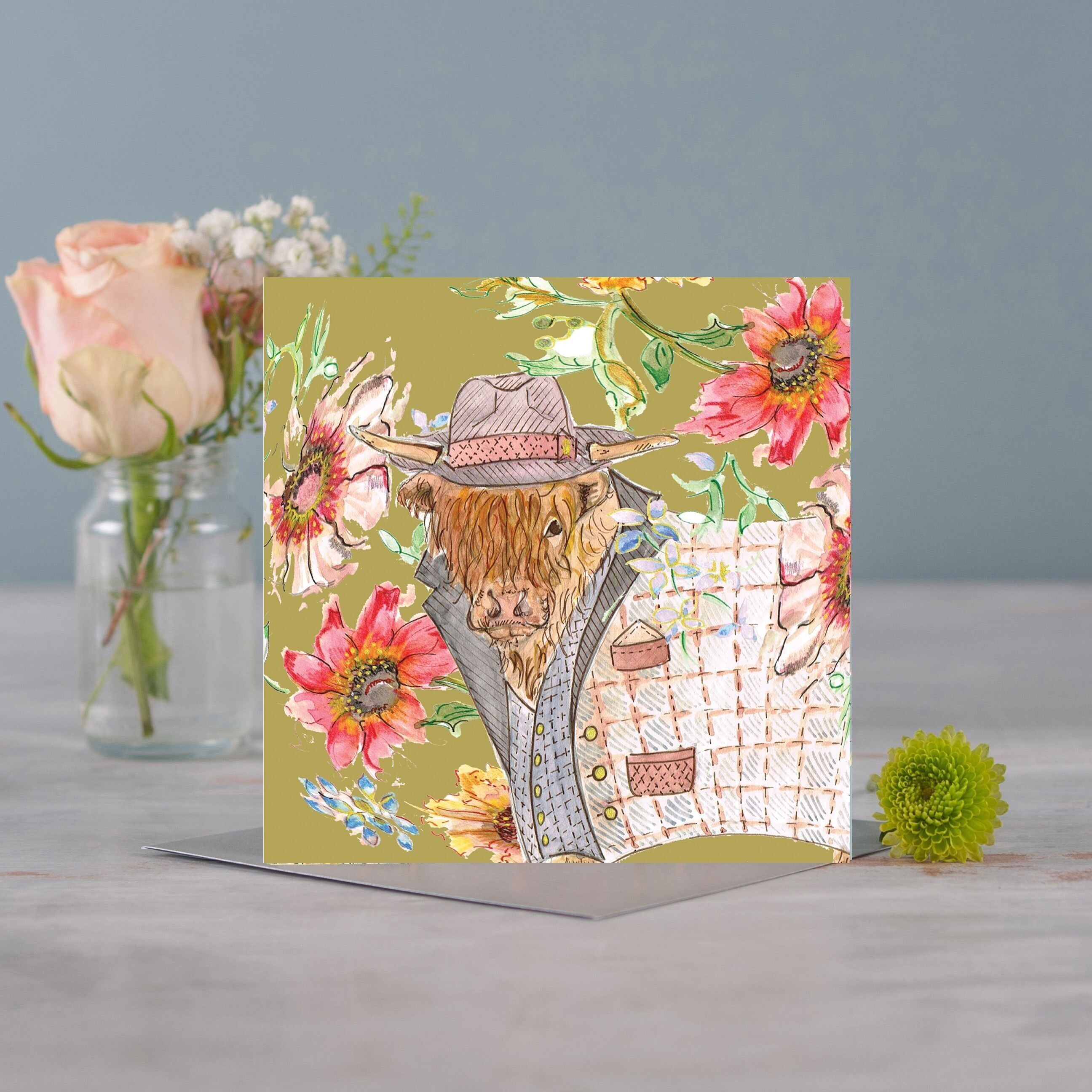 Cottage Highland Kuh-Grußkarte