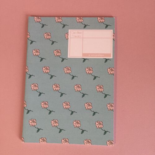 Cahier A5 "je suis pratique" Petites roses