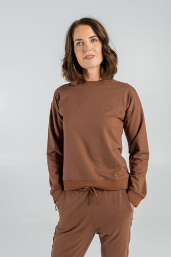 Sweat coton bio & algues marron foncé 5