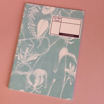 Cahier A5 "je suis pratique" Jardin bleu