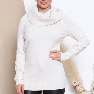 Pull en maille douce beige avec col oversize