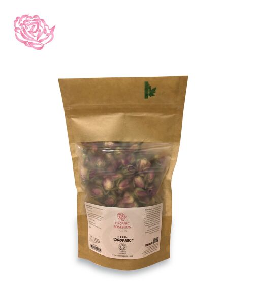 Certified Organic Dried Rosebuds 50g, Biodegradable Bag