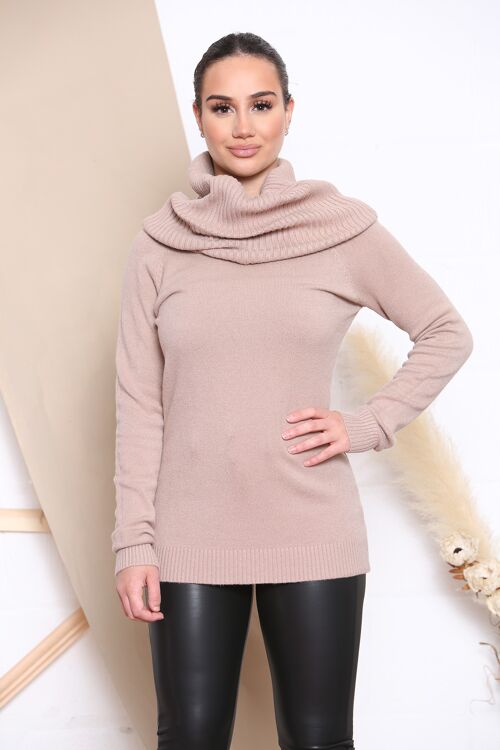 camel soft knit jumper with oversized collar