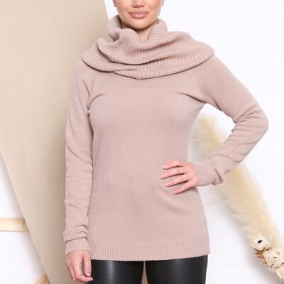 camel soft knit jumper with oversized collar