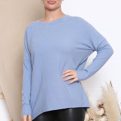 blue sparkle ribbed top