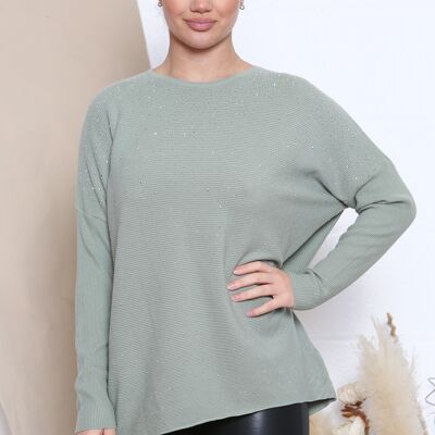 mint sparkle ribbed top
