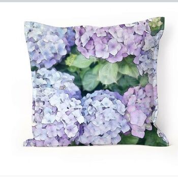 Housse de coussin en bleu hortensia