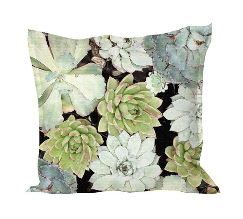 Cushion cover in Succulent on Black