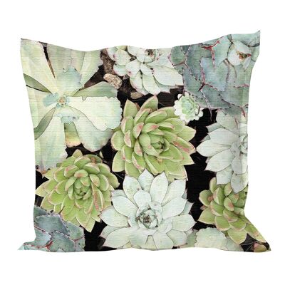 Cushion cover in Succulent on Black