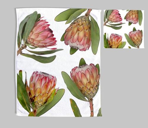 Tea towel and swab set in Protea Duo