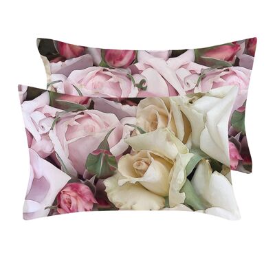 Taies d'oreiller en satin rose en crème