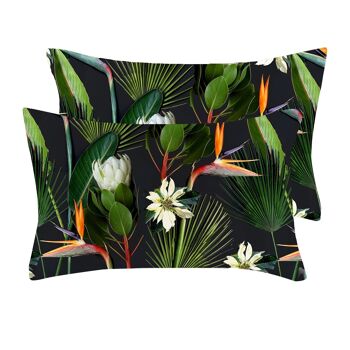 Taies d'oreiller en satin noir Strelitzia