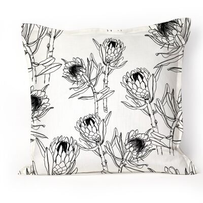 Cushion cover in Protea Black on White