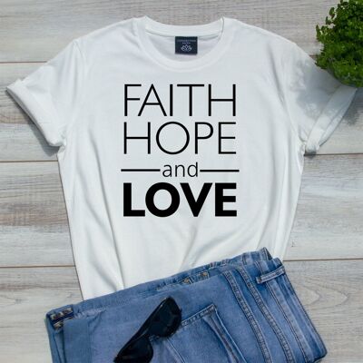 Camiseta Faith, Hope and Love - Wit