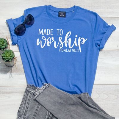 T-shirt fait pour adorer - Blauw