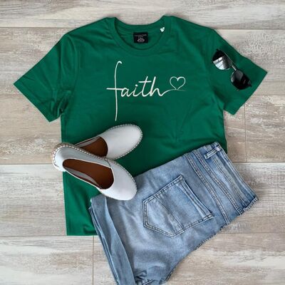 Faith Heart T-Shirt (Geborduurd) - Groen
