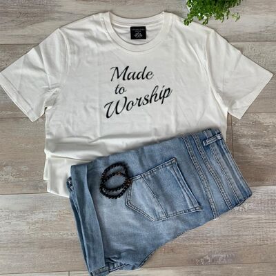 Camiseta Made to Worship (Geborduurd) - Wit