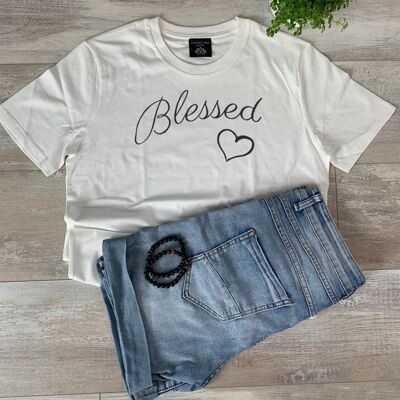 Blessed T-Shirt (Geborduurd) - Wit
