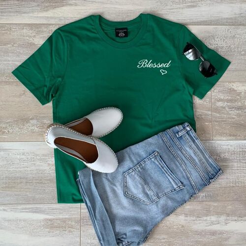 Blessed logo T-Shirt (Geborduurd) - Groen