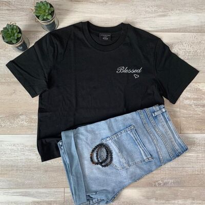 Blessed logo T-Shirt (Geborduurd) - Zwart