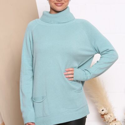 mint loose fit jumper with turtle neck