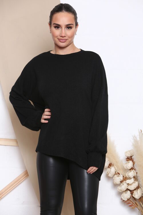 black baggy jumper with oversized sleeves