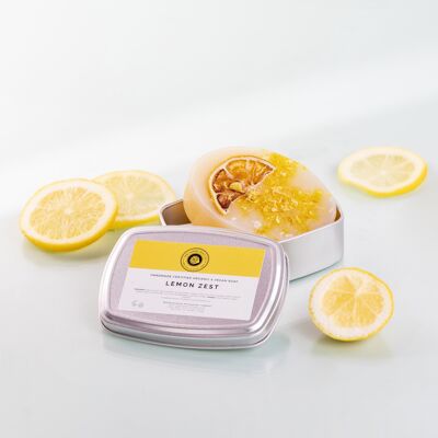 Jabón orgánico hecho a mano con ralladura de limón