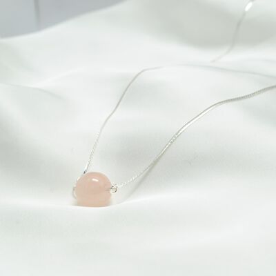 Collier en Quartz rose et argent 925