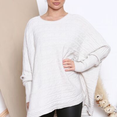 beige oversized cable knit jumper
