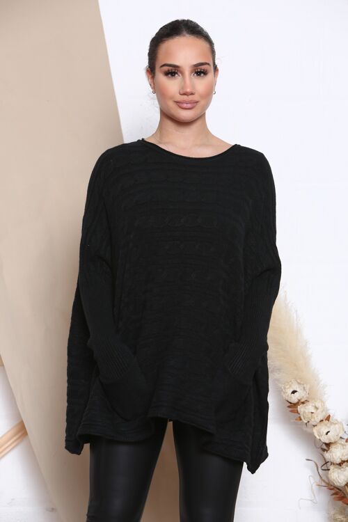 black oversized cable knit jumper
