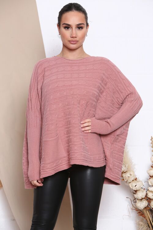 pink oversized cable knit jumper