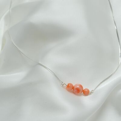 Coral and 925 silver necklace