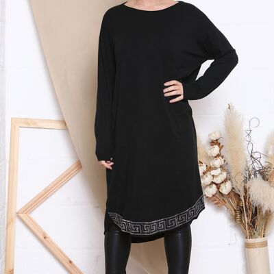 black loose fit dress with crystals
