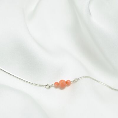 Anklet in Coral and 925 silver