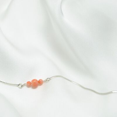 Anklet in Coral and 925 silver