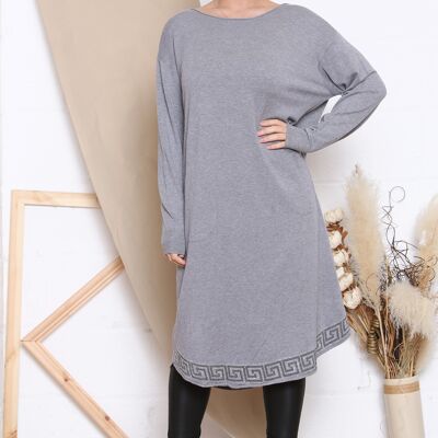 grey loose fit dress with crystals