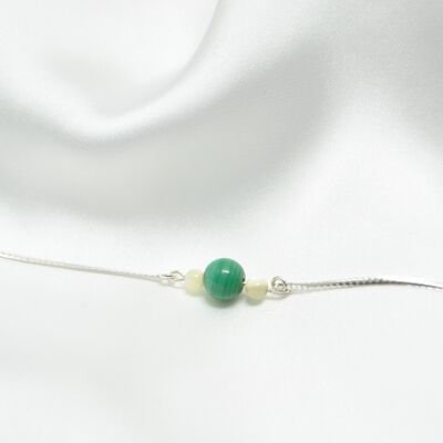 Malachite and 925 silver anklet