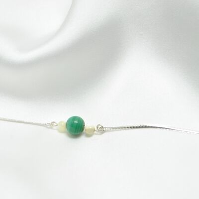 Malachite and 925 silver anklet