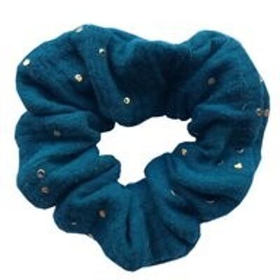 Petrol Scrunchie with a pinch of Gold