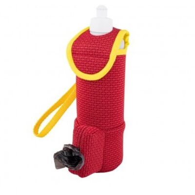 Bottle cover with integrated bag dispenser Groc Groc Bowipi Red