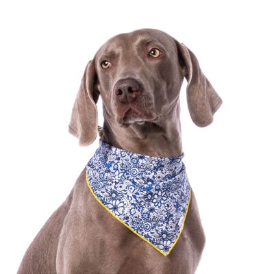 Bandana Sciarpa per cani Groc Groc Lara Blue Flowers-S