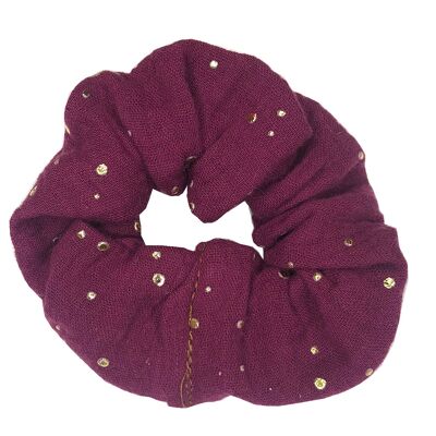 Dunkelroter Scrunchie mit einer Prise Gold