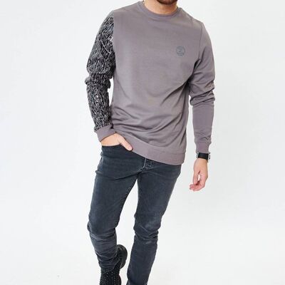 One Arm Print Sweatshirt - Grey