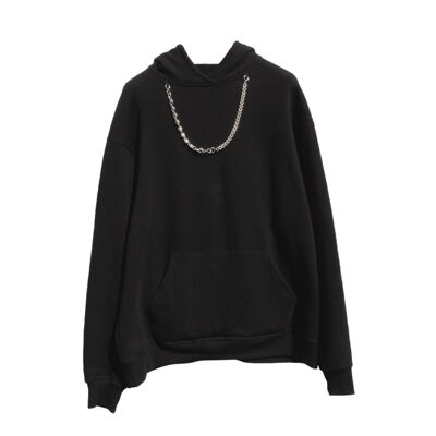 Schwarze Sweatshirtbox mit zwei Juwelen (Größe L)