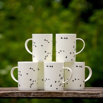 Mug, porcelaine, blanc avec petits oiseaux noirs - Mug "fugl" 2